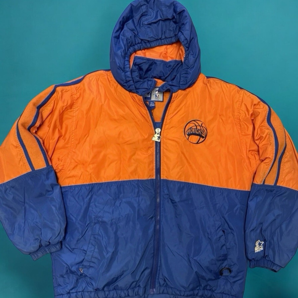 Vintage Starter New York Knicks Puffer Jacket Hooded NBA 90s XL